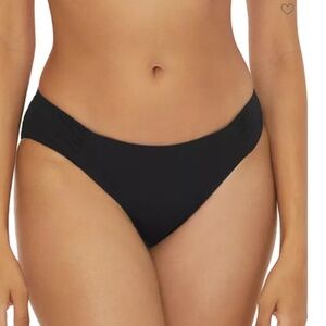 Becca Shirred Back Hipster Bikini Bottom Black Medium NWT Swimwear Cheeky